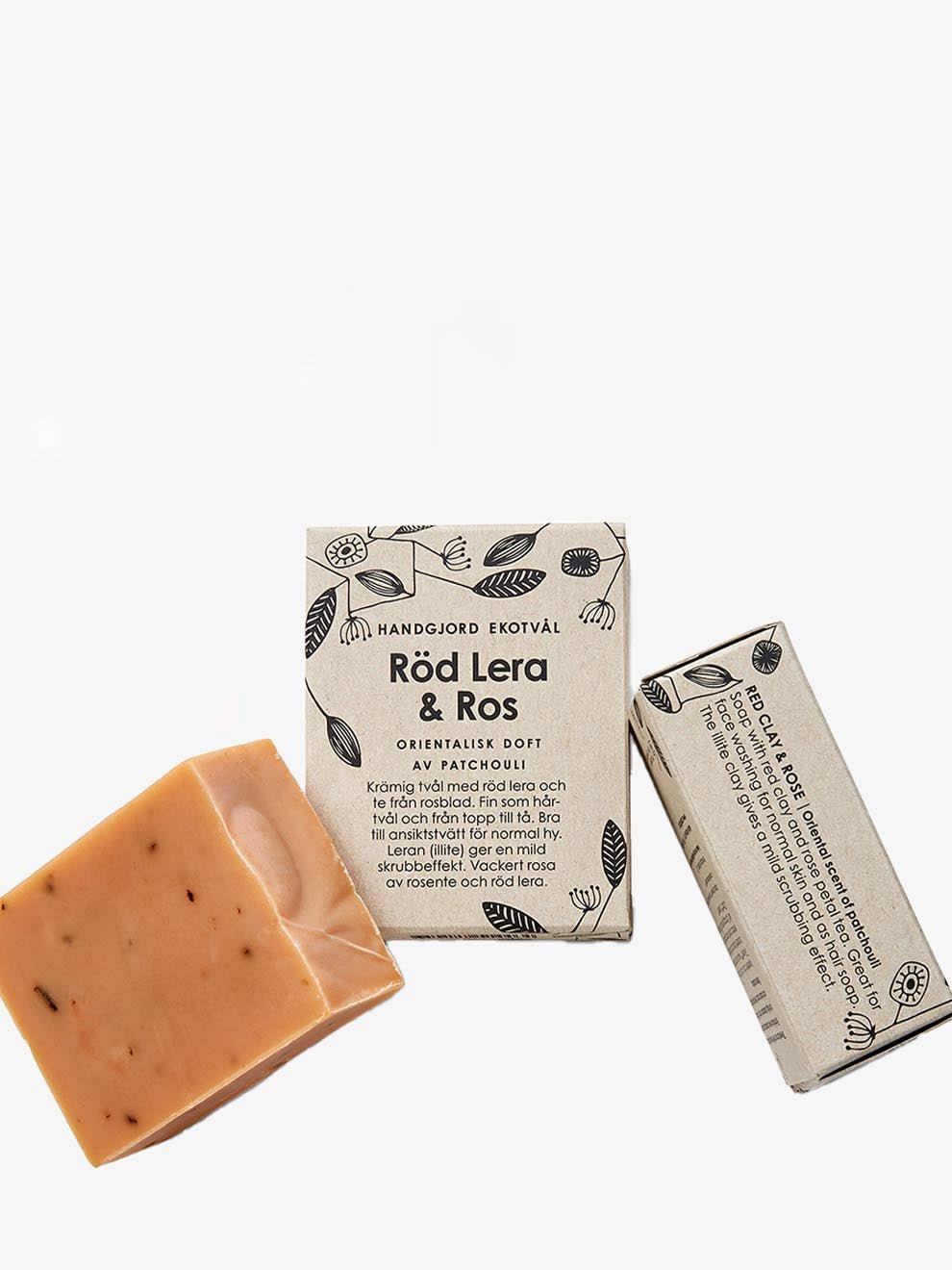 Ekotvål - Röd lera & Ros - För torr/bland hud & hår - 11hektar